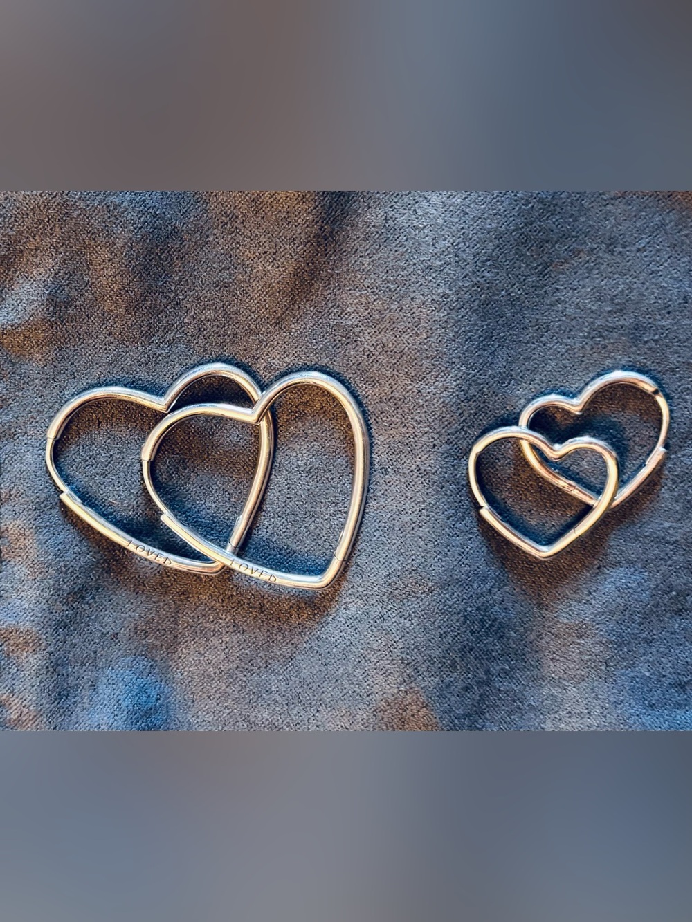PANDORA Sterling Silver Set 2 Heart Hoop Earrings Medium and Small